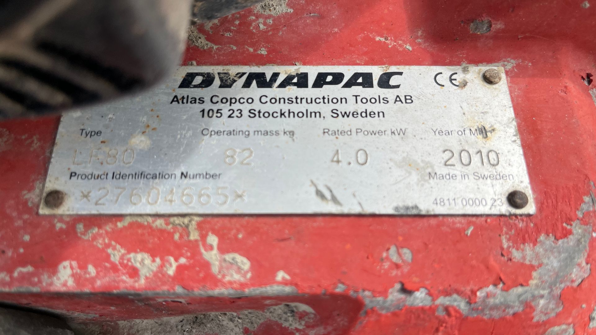 Dynapac lf80 82kg fremadgåene plade vip.
