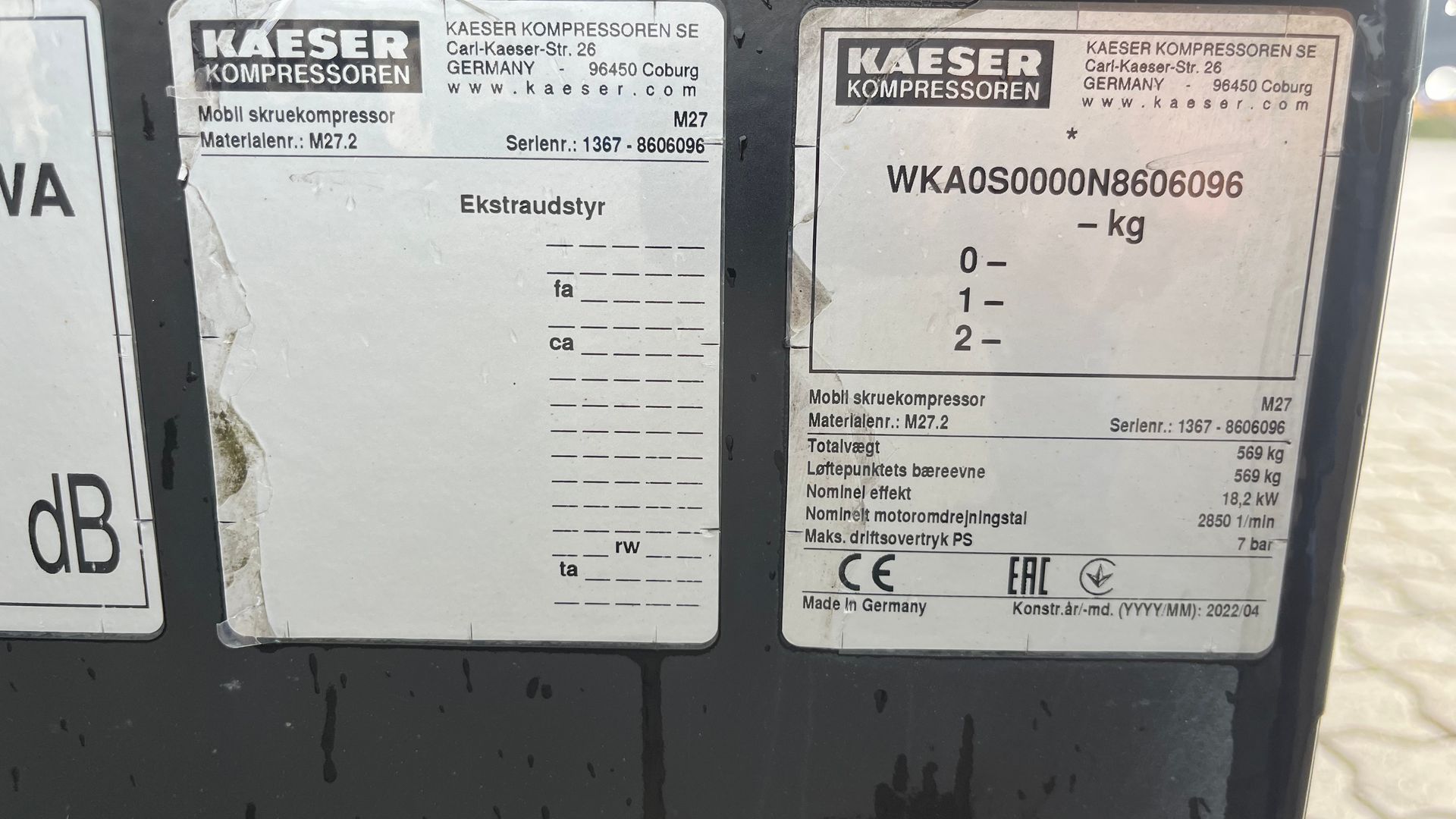 Kaeser M27 2,7m3 på ski kun kørt 218t
