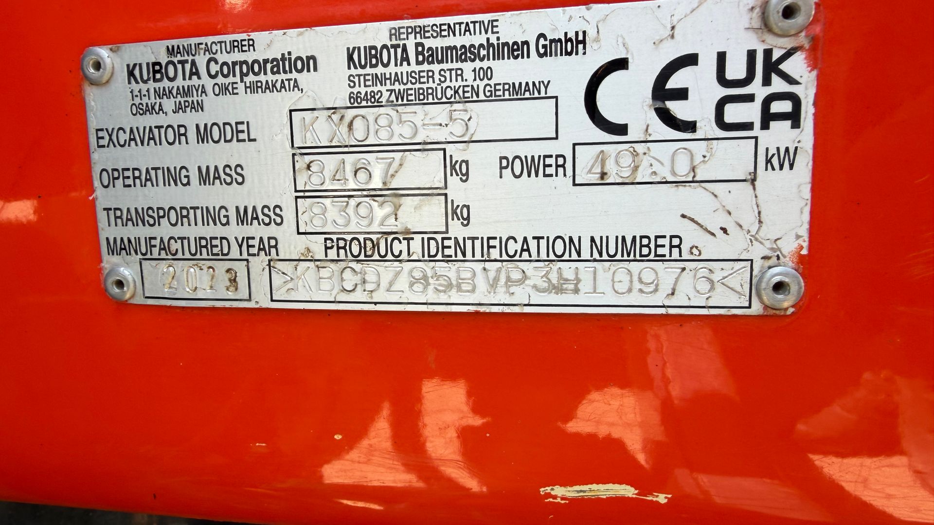 Kubota KX085-5 ALT I UDSTYR