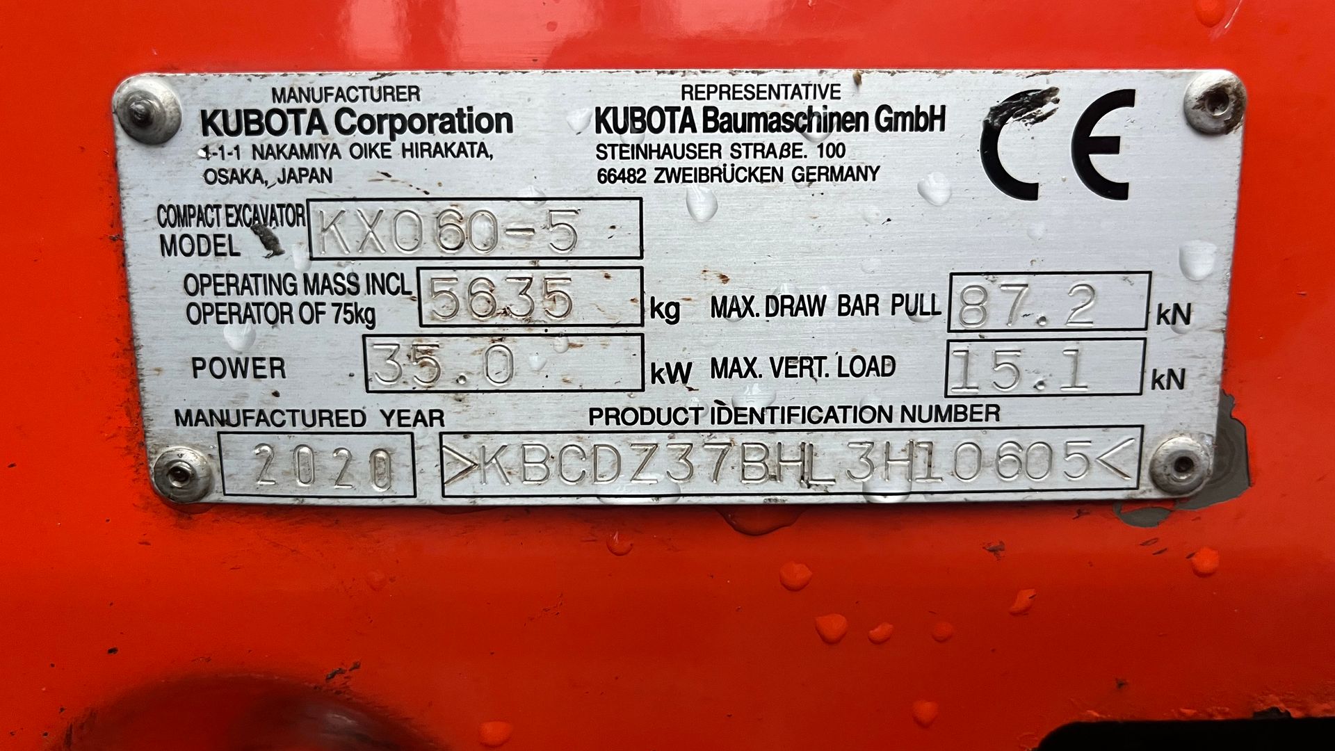 Kubota KX060-5 Centralsmørring og nyere Engcon rotortilt kun kørt 1332t