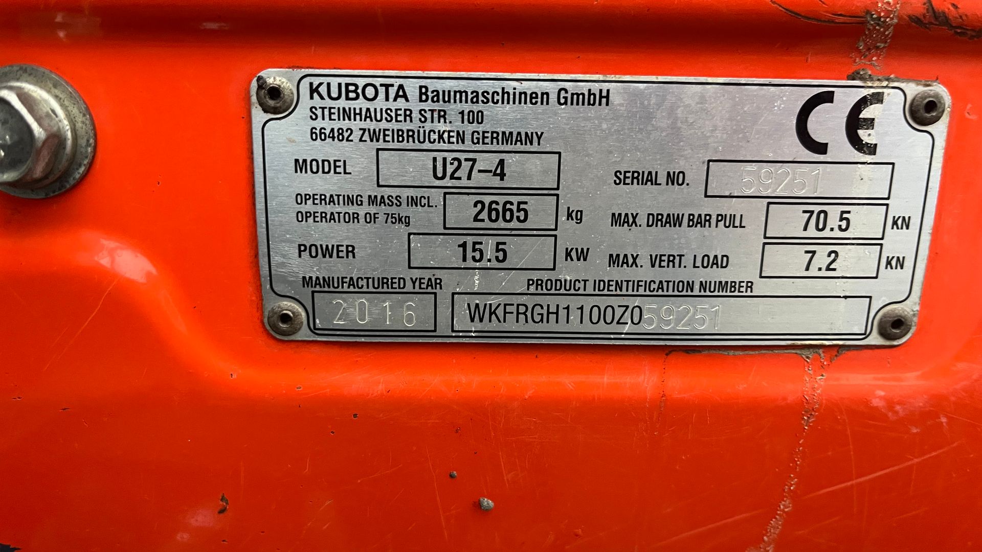 Kubota u27 Nyere tiltman og 3 skovle