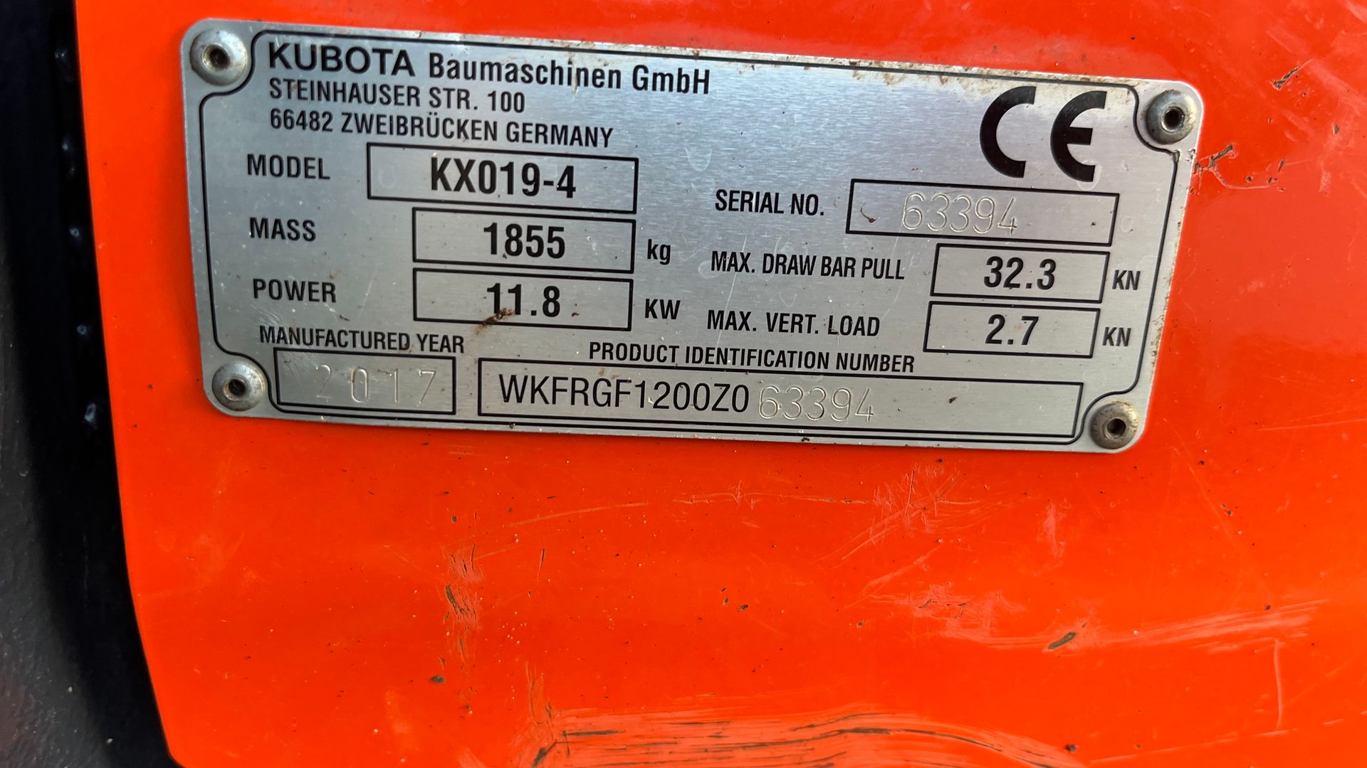 Kubota KX019-4 Tiltman med Hydraulisk skovl skifte