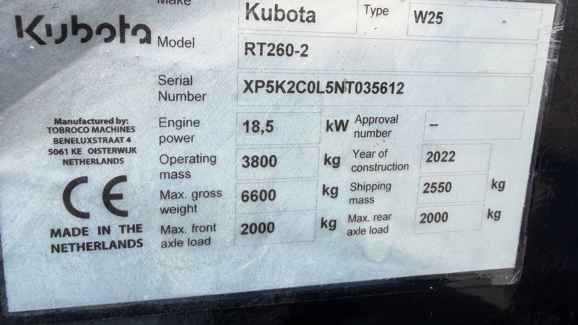 Kubota RT260-2 skovl og pallegafler