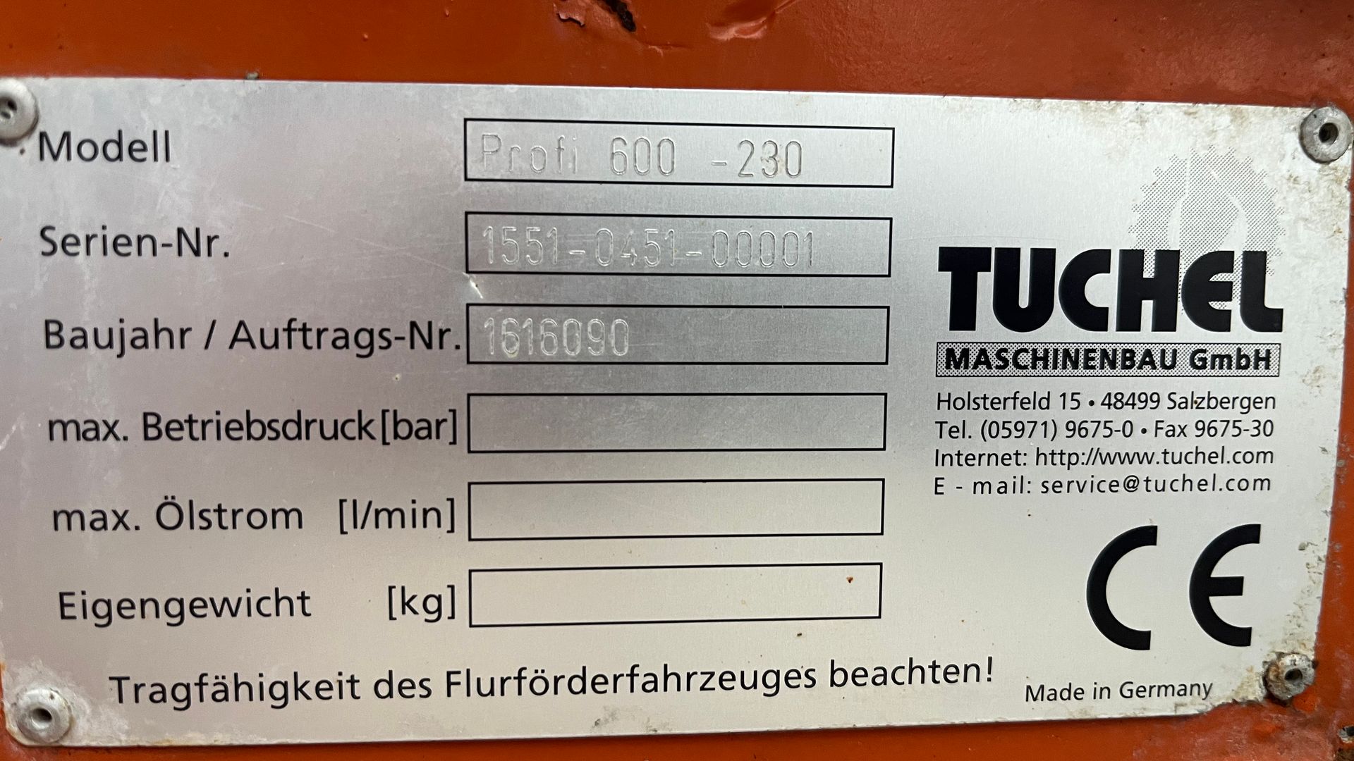Tuchel profi 600 - 230 Med opsamler og vand anlæg.