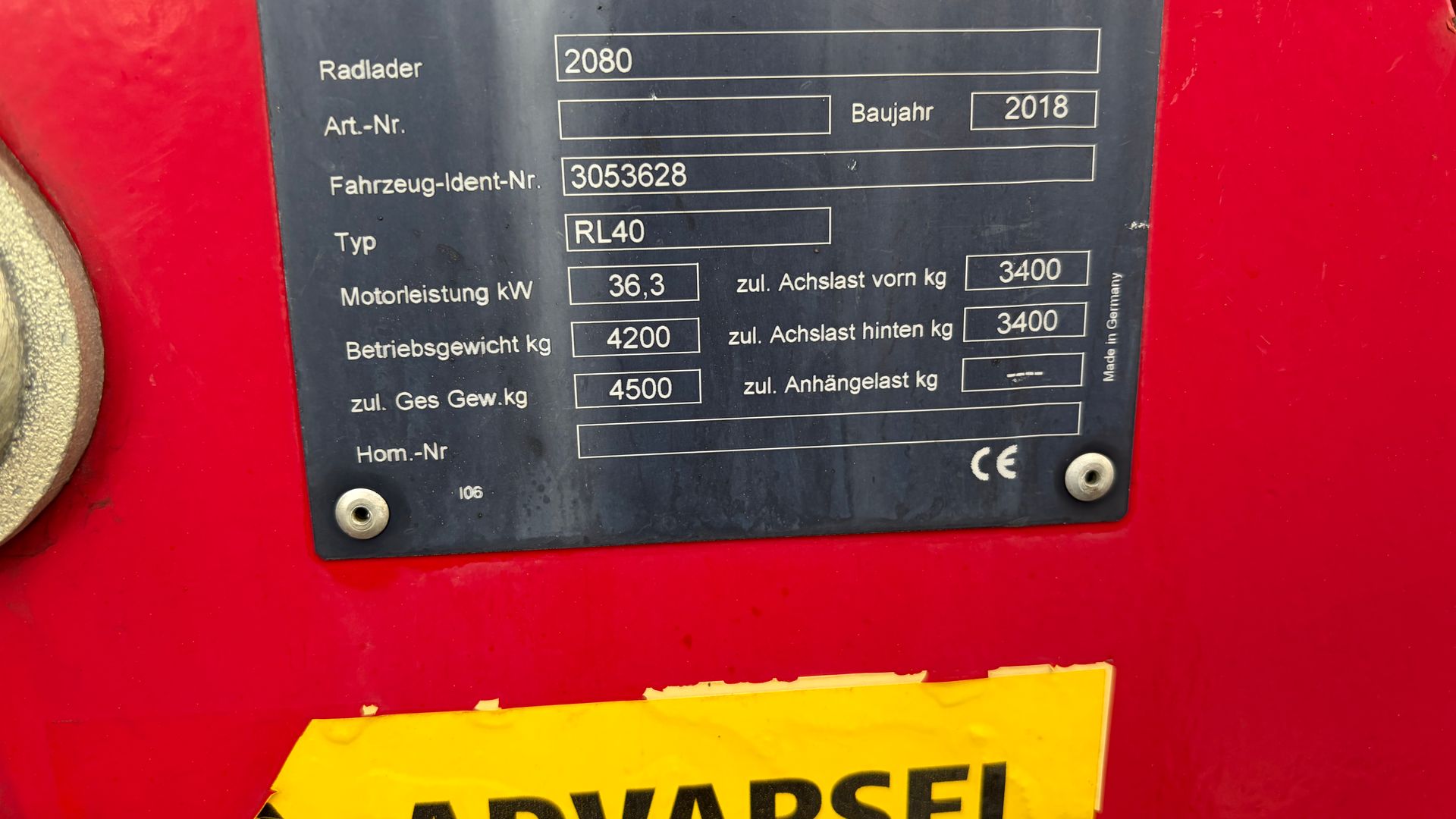 Weidemann 2080 RL40 med skovl og gafler
